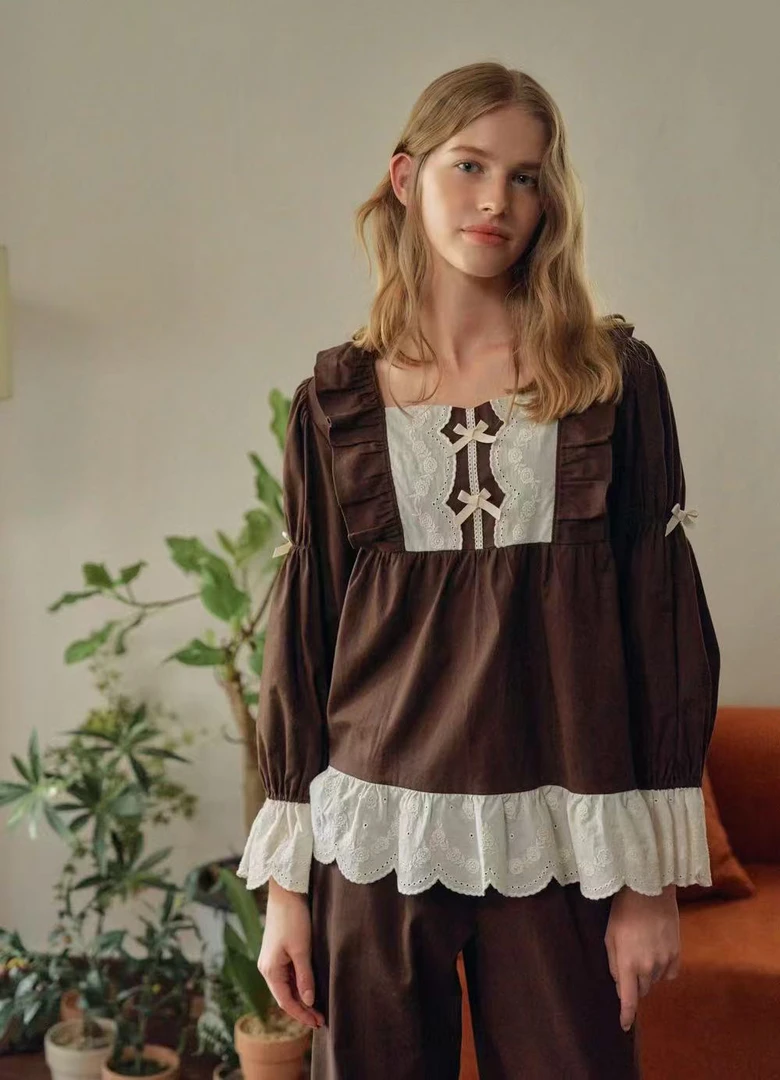 延吉优佰家/韩国UL家棉质新款上下分体套装 24252