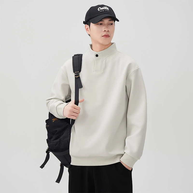 立领卫衣男士2025春季新款潮牌休闲内搭上衣长袖套头宽松运动