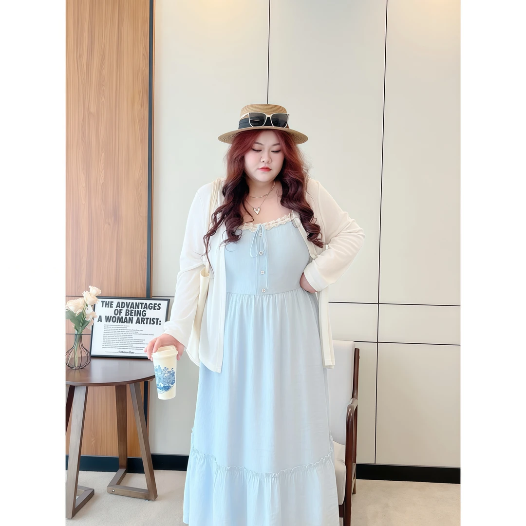 断码捡漏~卢塞恩湖 / 白月光初恋系竹节皱连衣裙14082花契大码