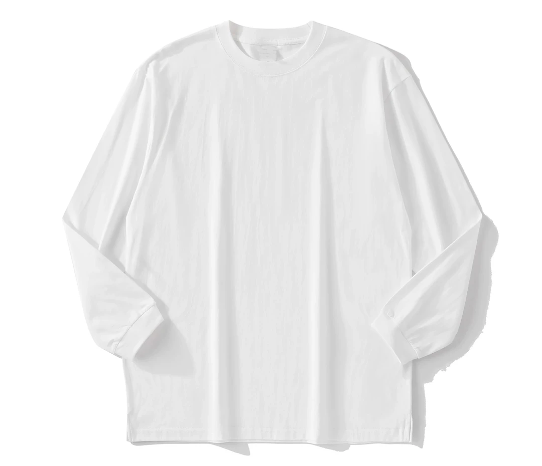 1067#纯棉长袖t恤早春纯色上衣白色体恤打底衫内搭男女款t