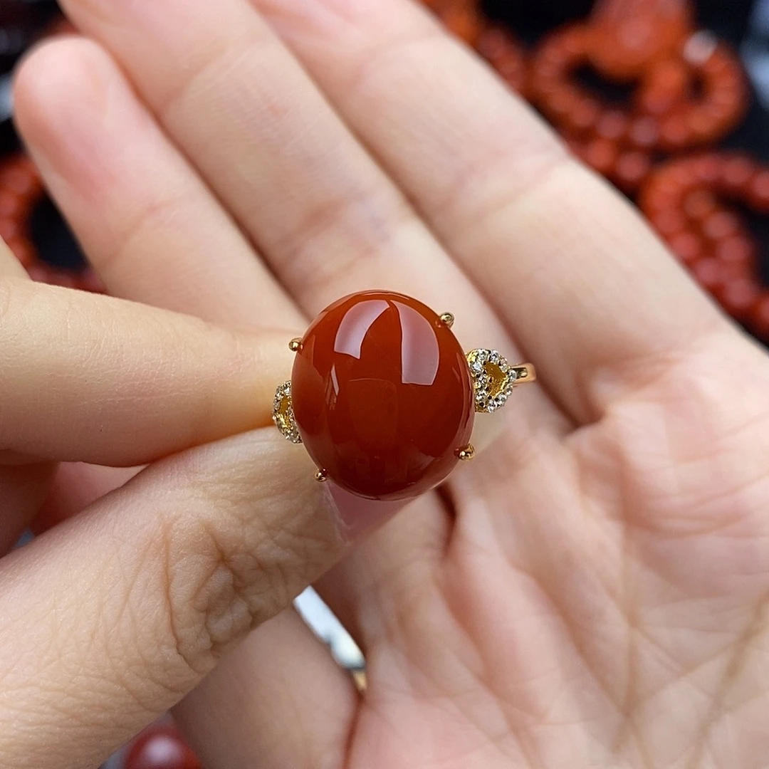 南红玛瑙四川凉山瓦西戒指银S925镶嵌