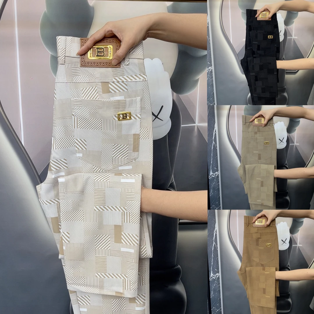 503春季新款男士百搭提花开腰弹力直角休闲裤长裤