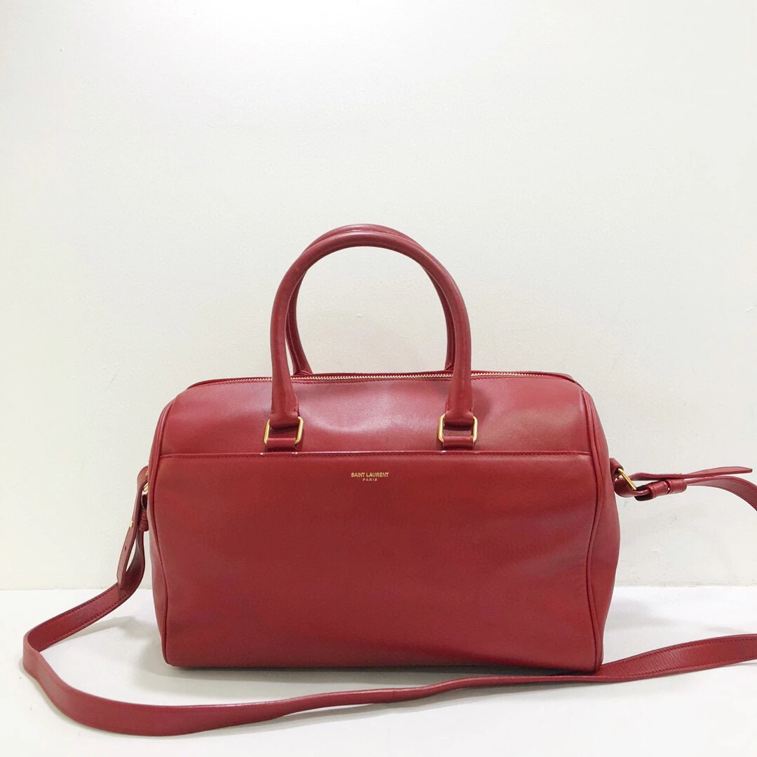 95新 YSL/圣罗兰 红金全皮枕头包手提单肩斜挎包