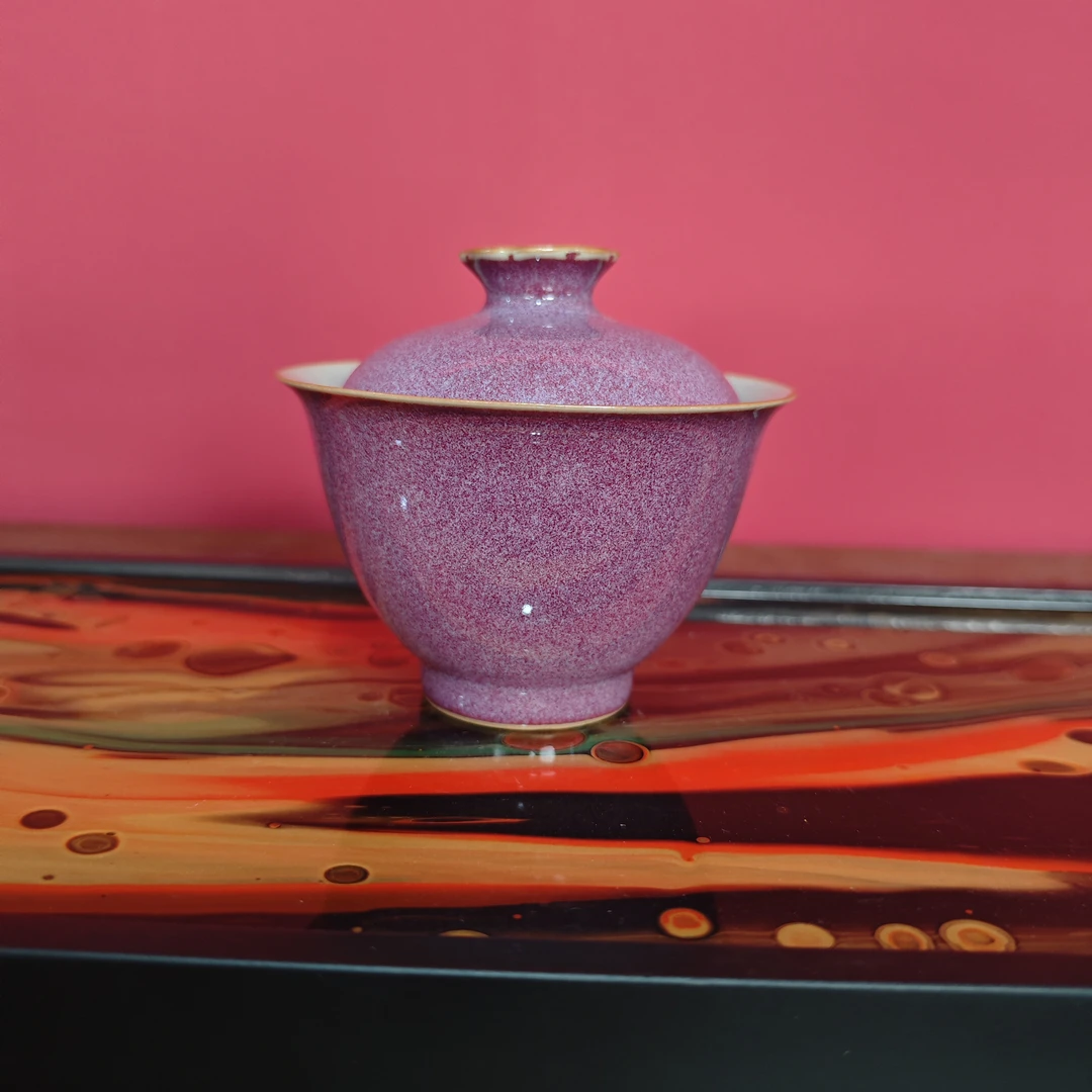 【德化】 俞闽堂紫钧梅花二才盖碗  DC-1716