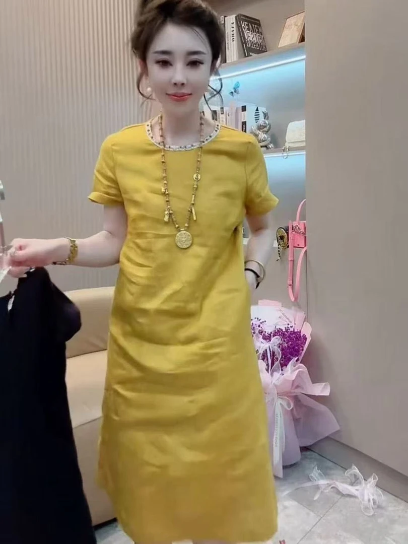 设计感重工2025夏季欧货短袖t恤连衣裙宽松显瘦洋气减龄高级