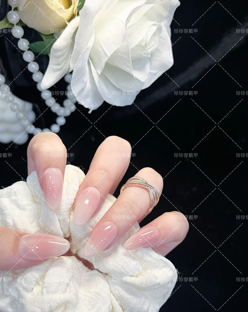 【素指】珍珍手工穿戴甲日常百搭通勤腮粉晕染裸色可拆卸美甲贴片