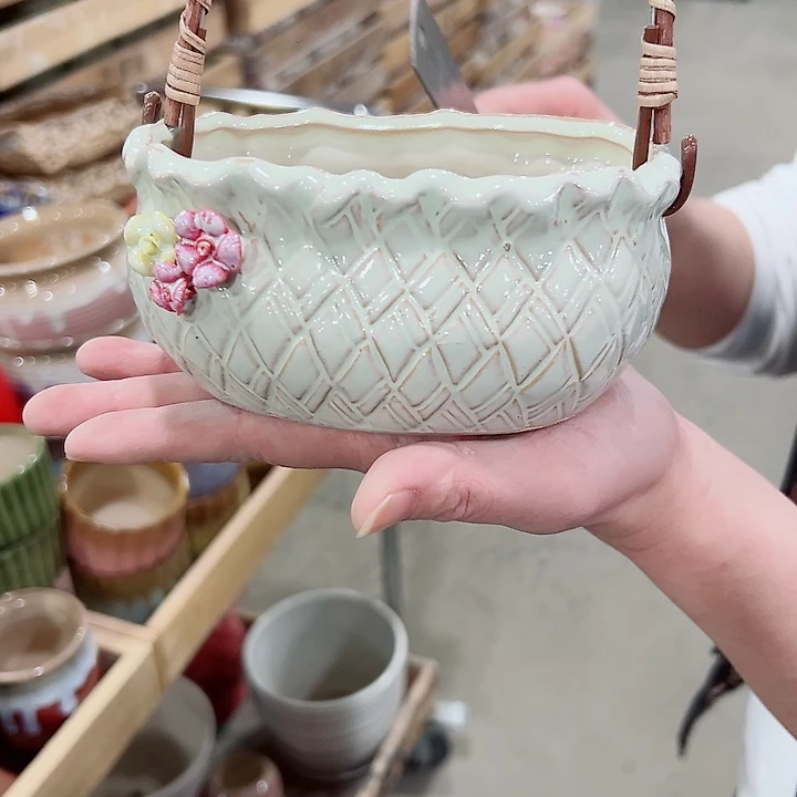 有孔.凑满10元发货多肉陶瓷花盆！