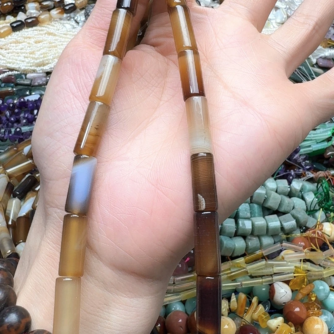 玛瑙/玉髓未镶嵌珠宝半成品一条8x20m蚕丝玛瑙