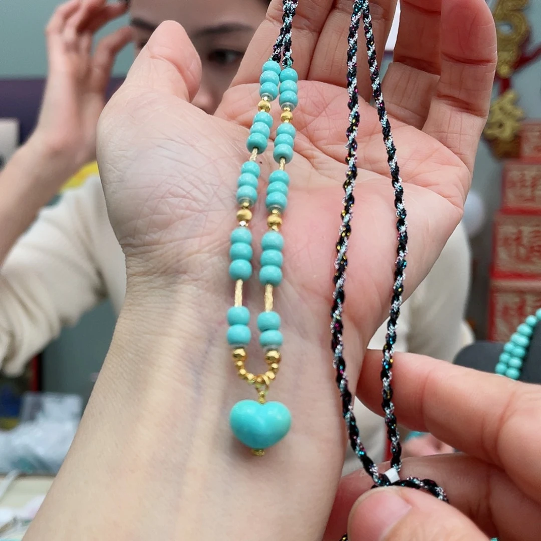 绿松石颈饰18K金镶嵌四*姐