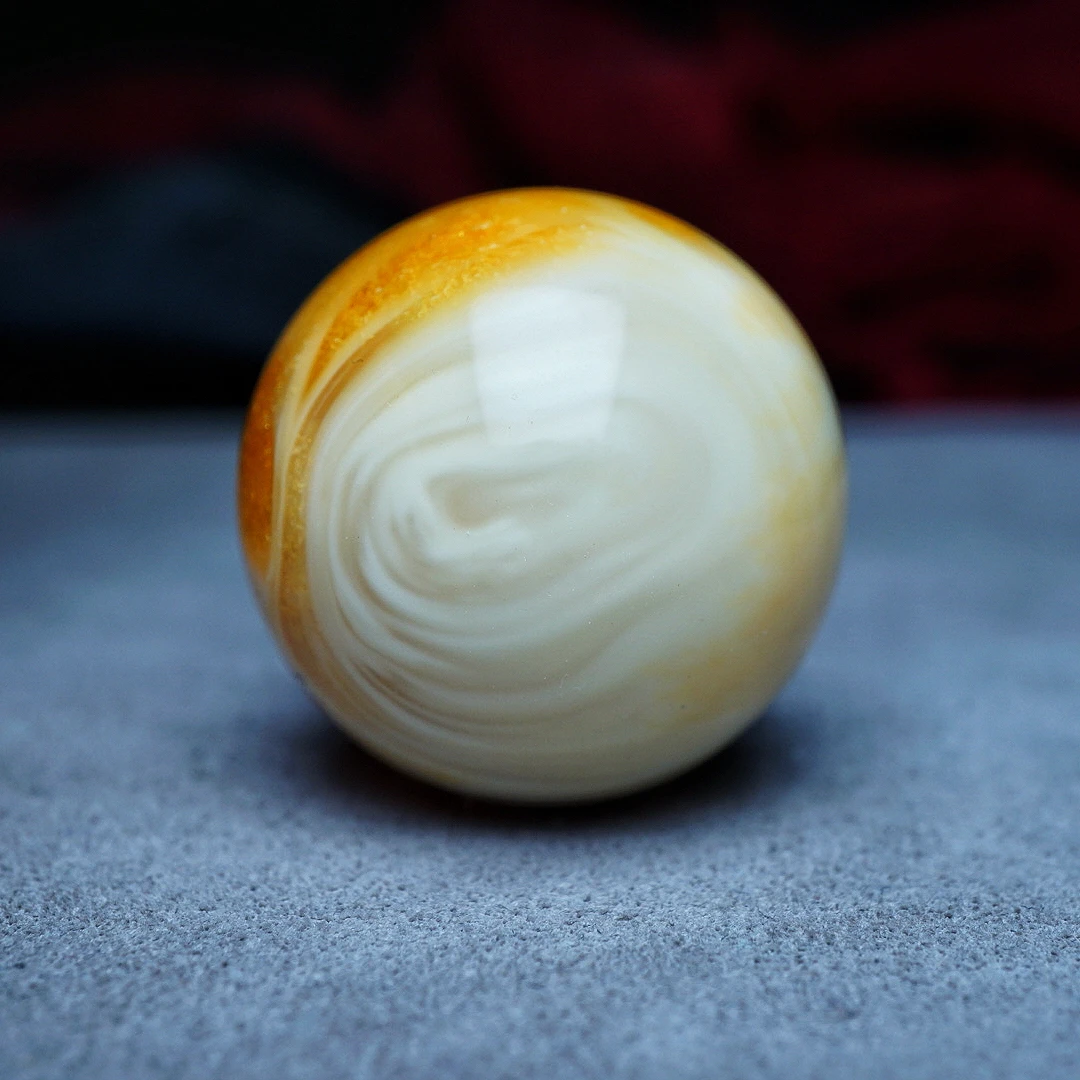 【段掌柜·30.4mm拉丝妖孽橘爆特色款】天然蜜蜡圆珠（打孔不予退货）