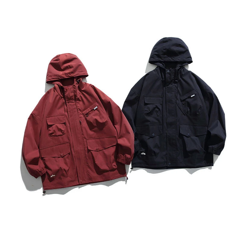 连帽多口袋冲锋衣外套-JK305