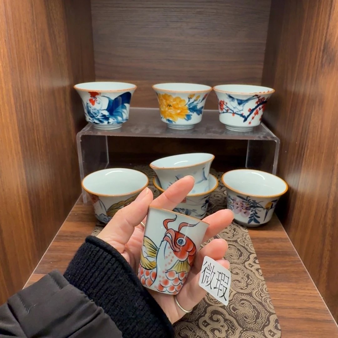 釉下手绘茶具微瑕