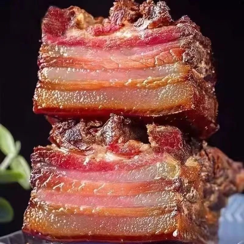 《偏瘦腊肉现称》湖南农家柴火烟熏腊肉五花腿肉等