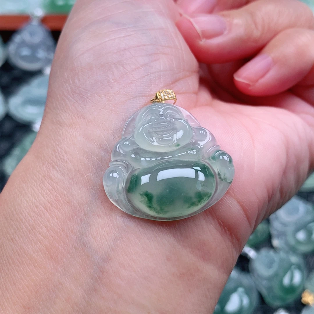 翡翠18K金镶嵌吊坠(不含链)