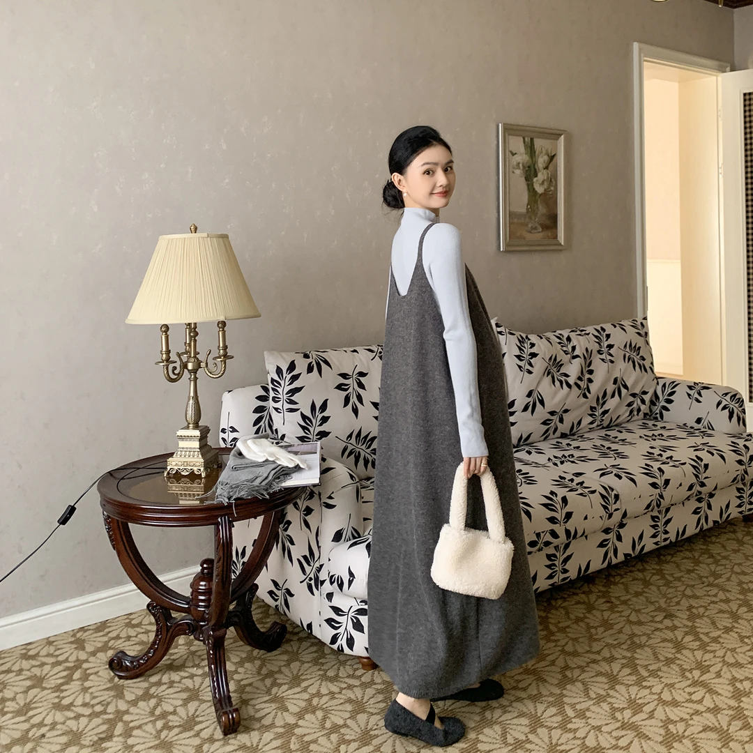 ZMA孕妇装【清冷艺术感】秋冬新款连衣裙套装2025针织背心长裙冬装