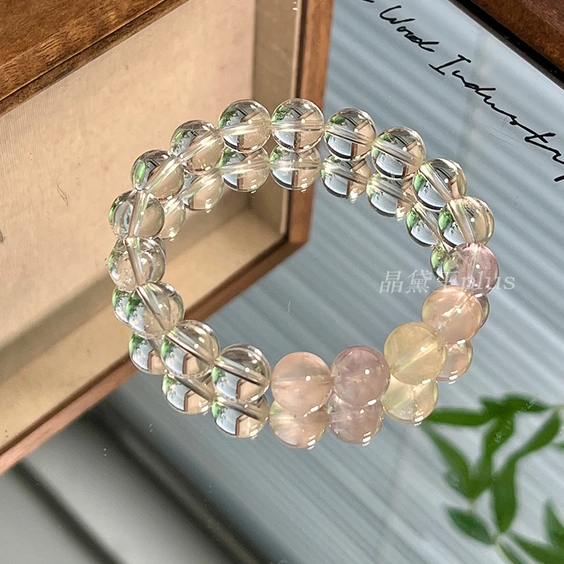 【幸运】10m白水晶+粉水+紫水+柠檬晶手串原创设计天然水晶Y61