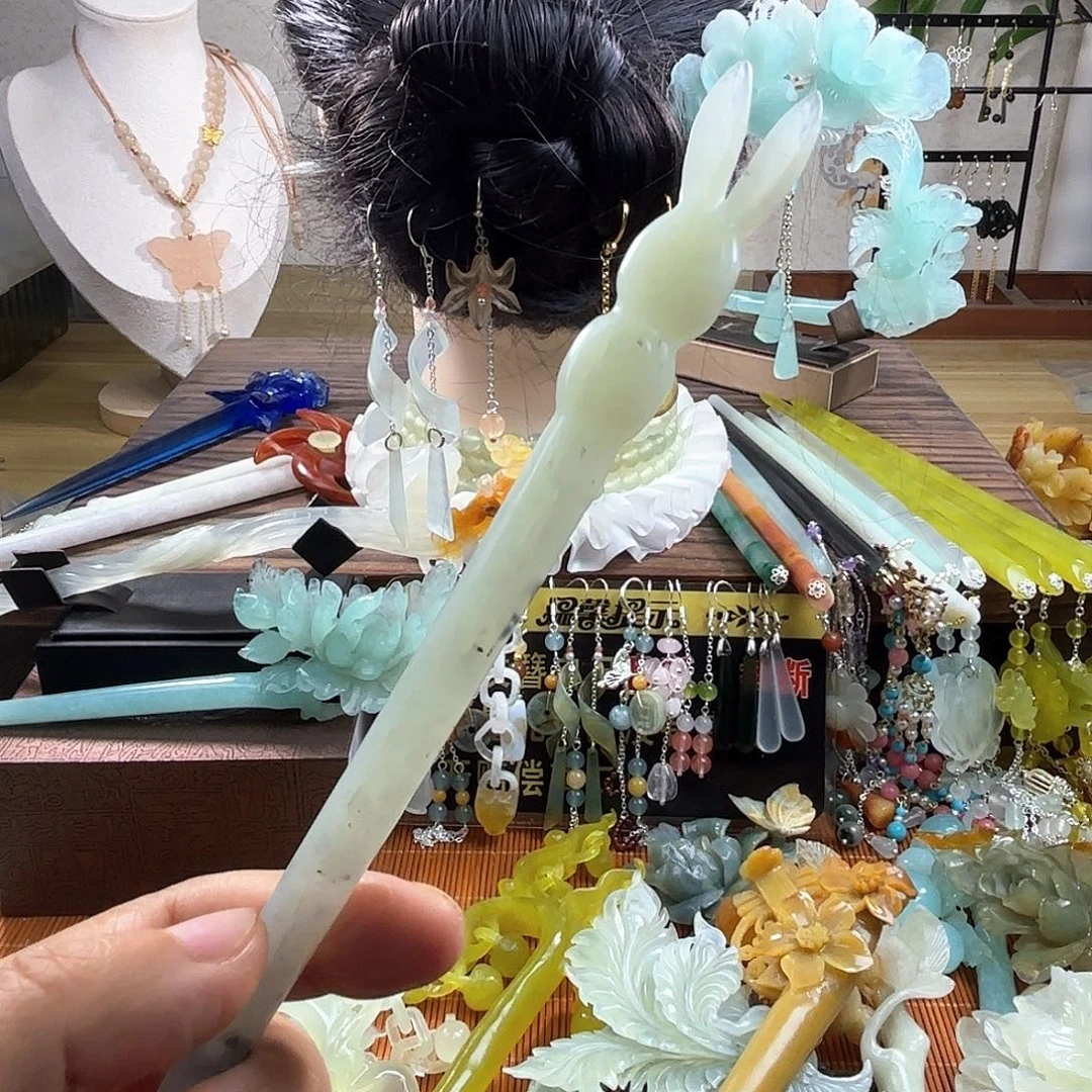 蛇纹石玉合金发饰