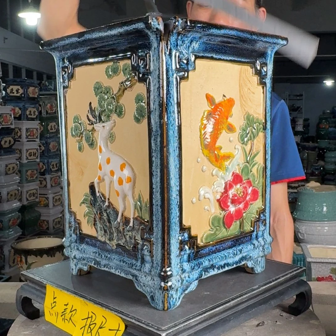 一风堂石湾花盆 内20*30盆口缺口 微瑕