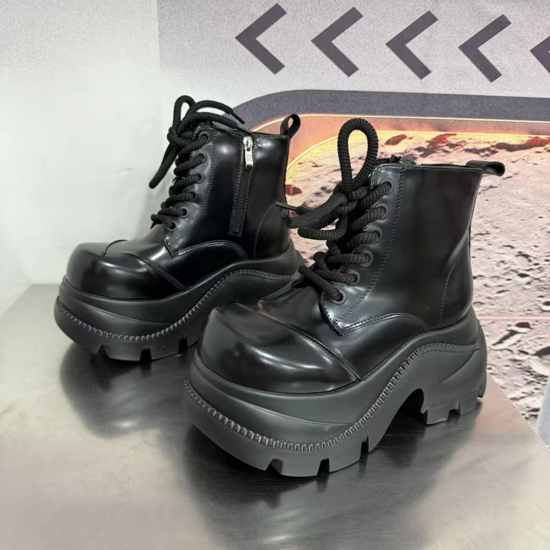 0589-66加绒新款2025精品百搭潮流马丁靴中筒烟筒黑色女士