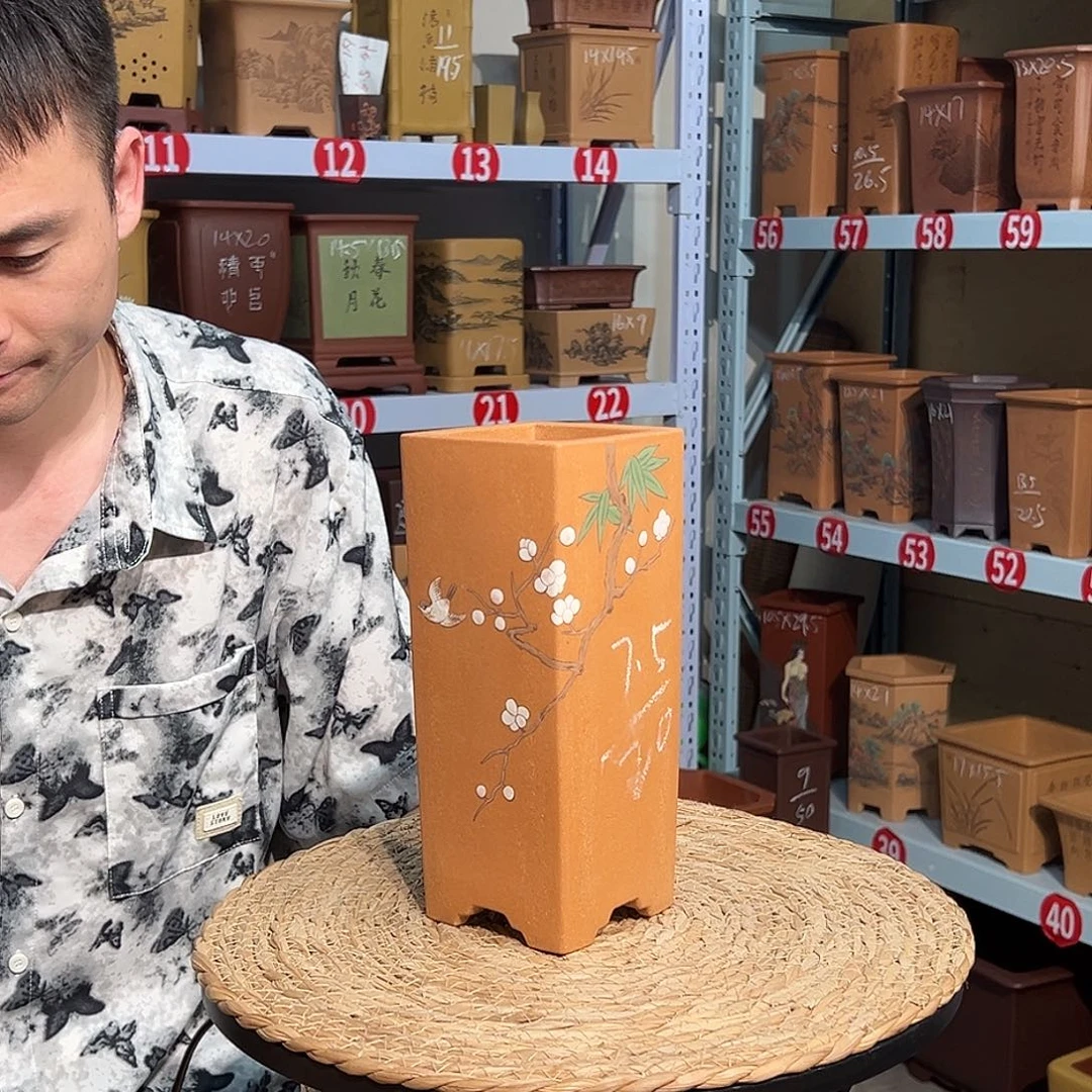 天心紫砂手工花盆