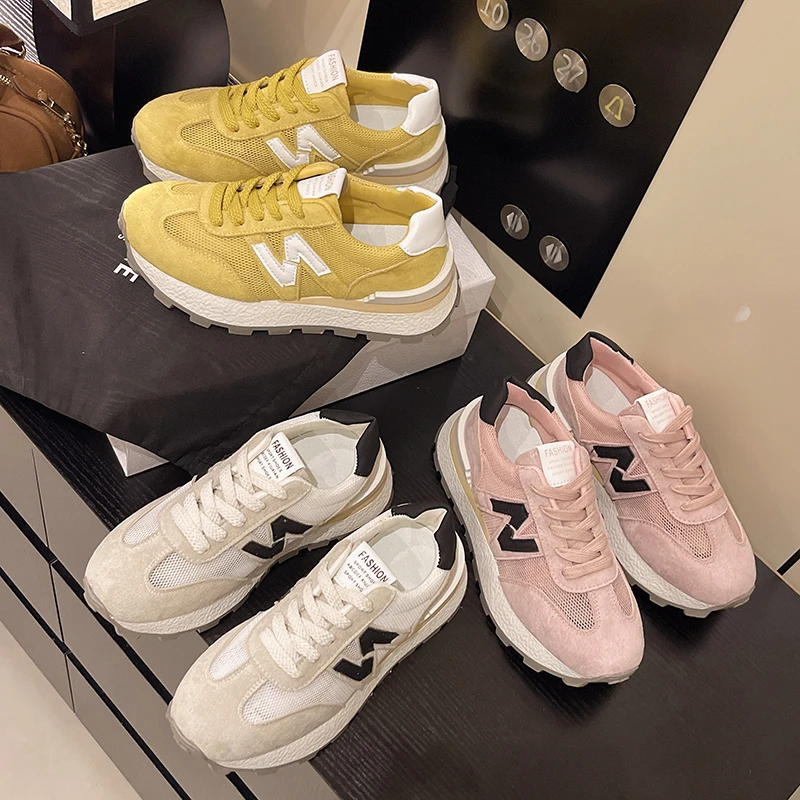 【202】厚底运动鞋女2025夏季薄款透气网面休闲阿甘鞋复古老爹鞋