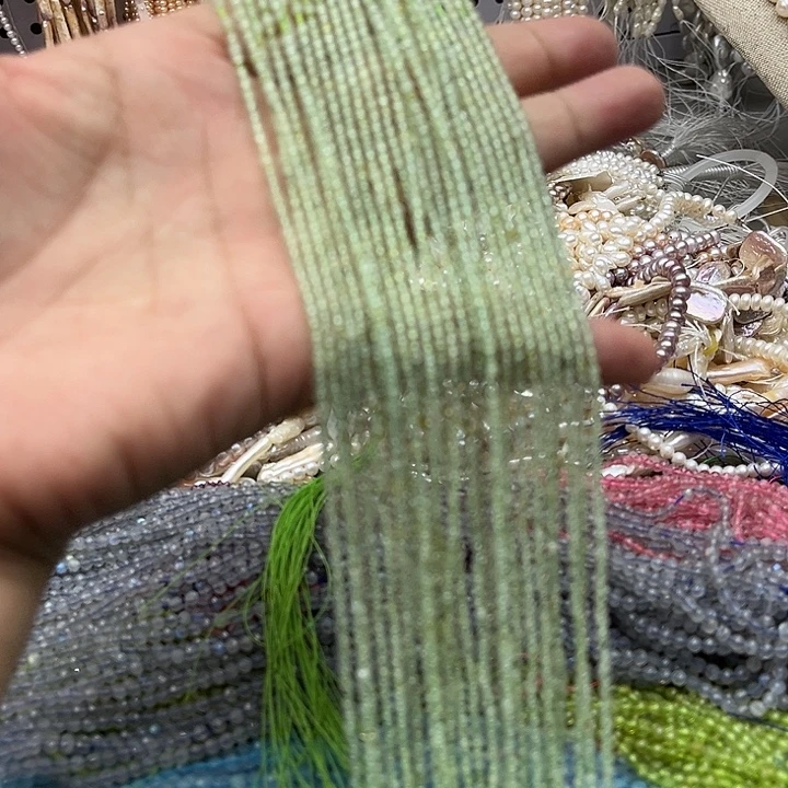 未镶嵌玛瑙/玉髓珠宝半成品一条2mm葡萄石刻面