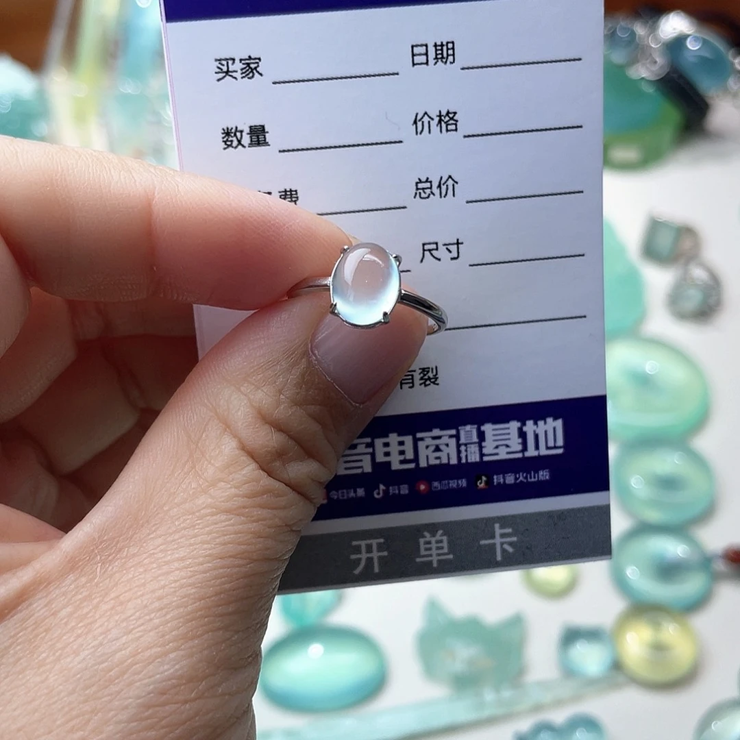 蛇纹石玉戒指银S925镶嵌