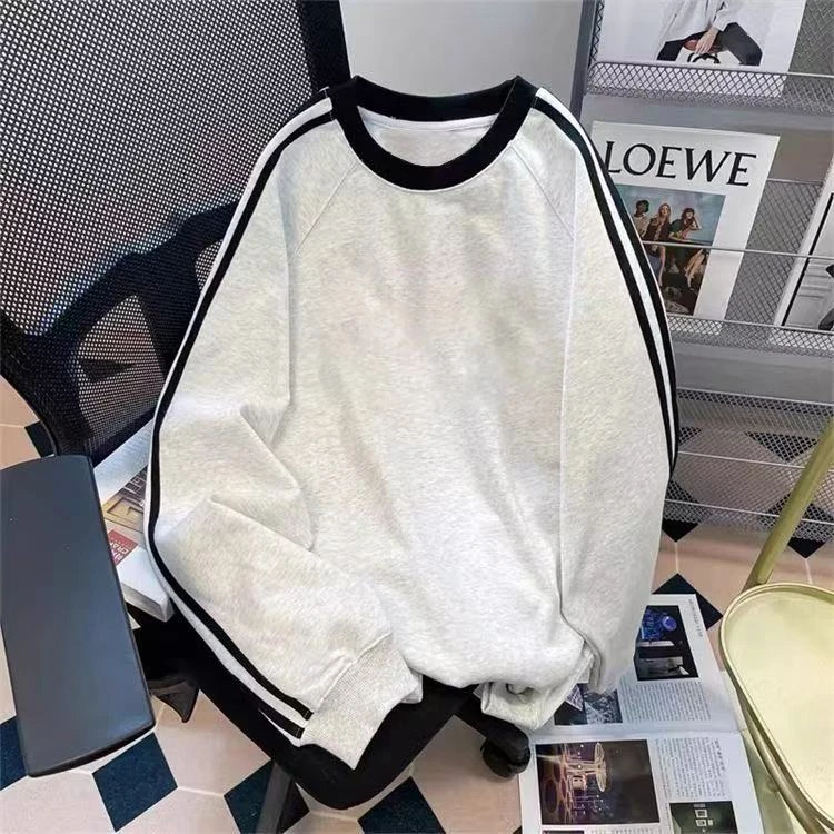 【B401-421】美式长袖圆领卫衣2025秋冬新款慵懒风宽松显瘦百搭上衣