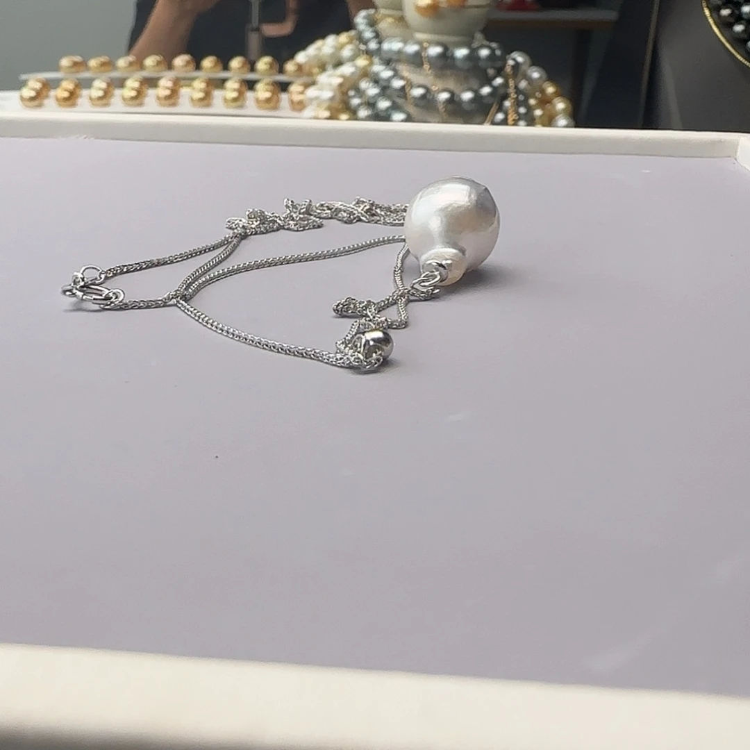 海水珍珠银S925镶嵌颈饰