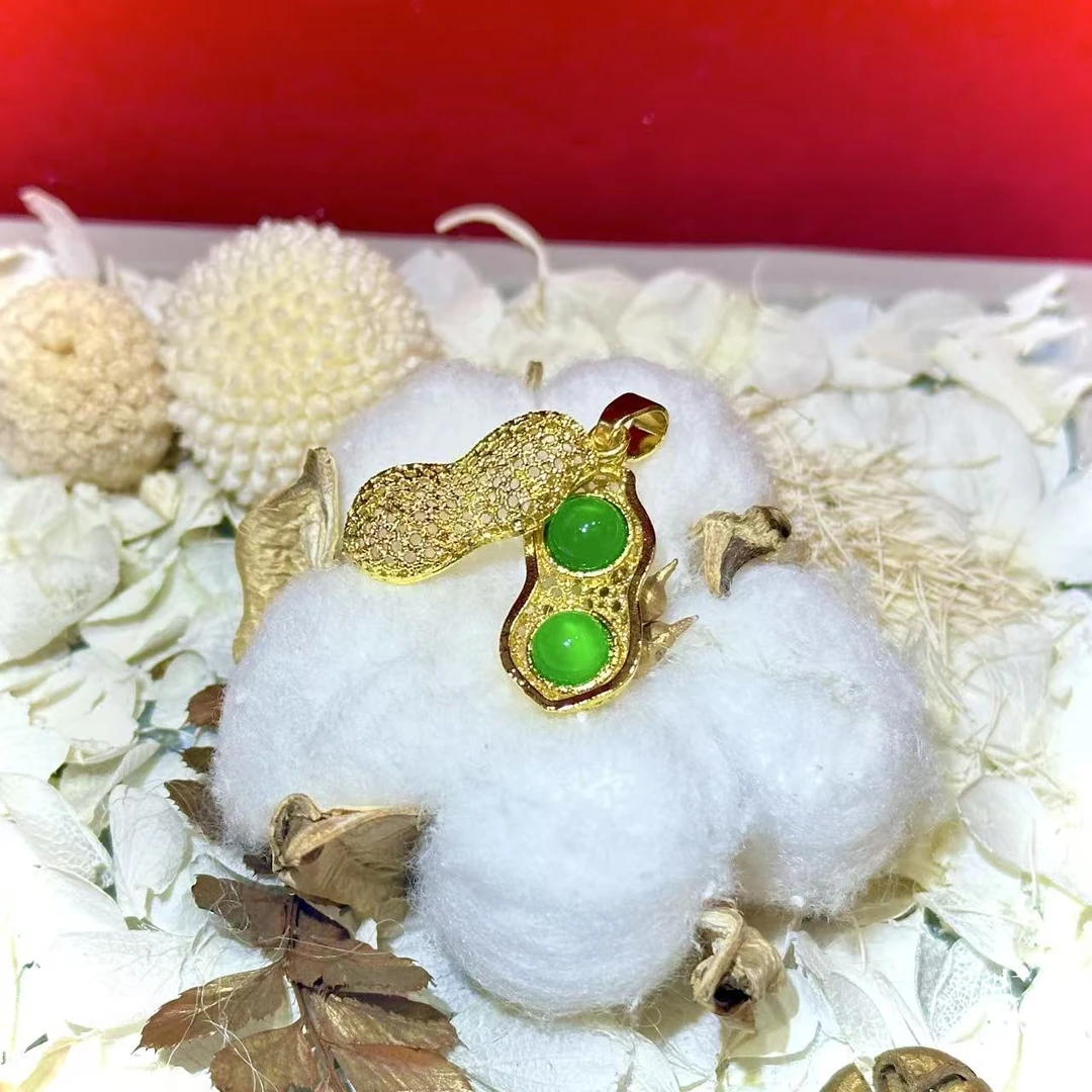 【周杰甄选】好事发生玉髓合金镶嵌花生吊坠赠链【YPN177】