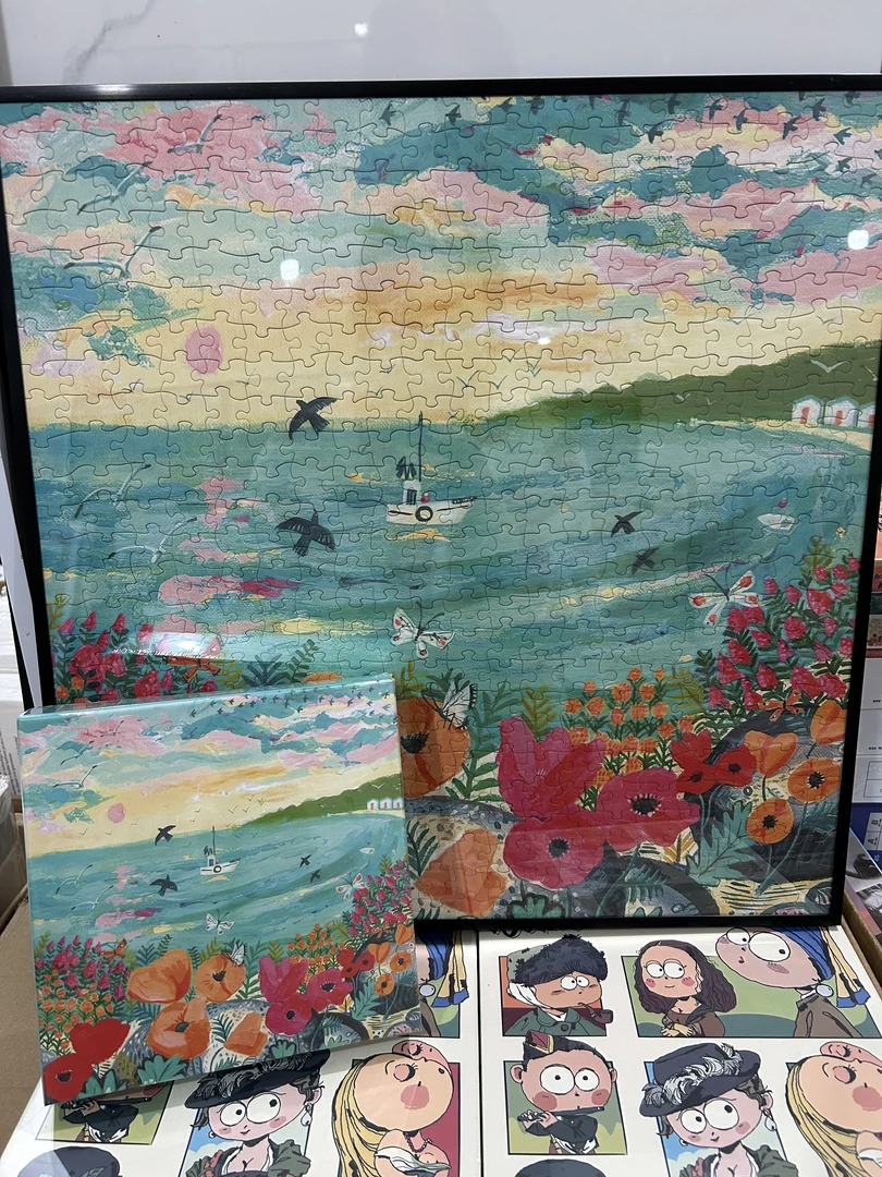 丝绒系列花和大海500片拼图2.0mm加厚高货拼图天地盖礼盒