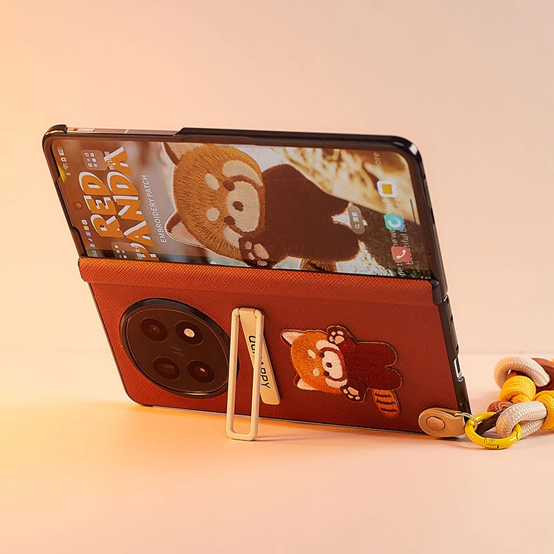 适用oppofindn5手机壳新款卡通支架超薄折叠屏铰链全包防摔保护壳