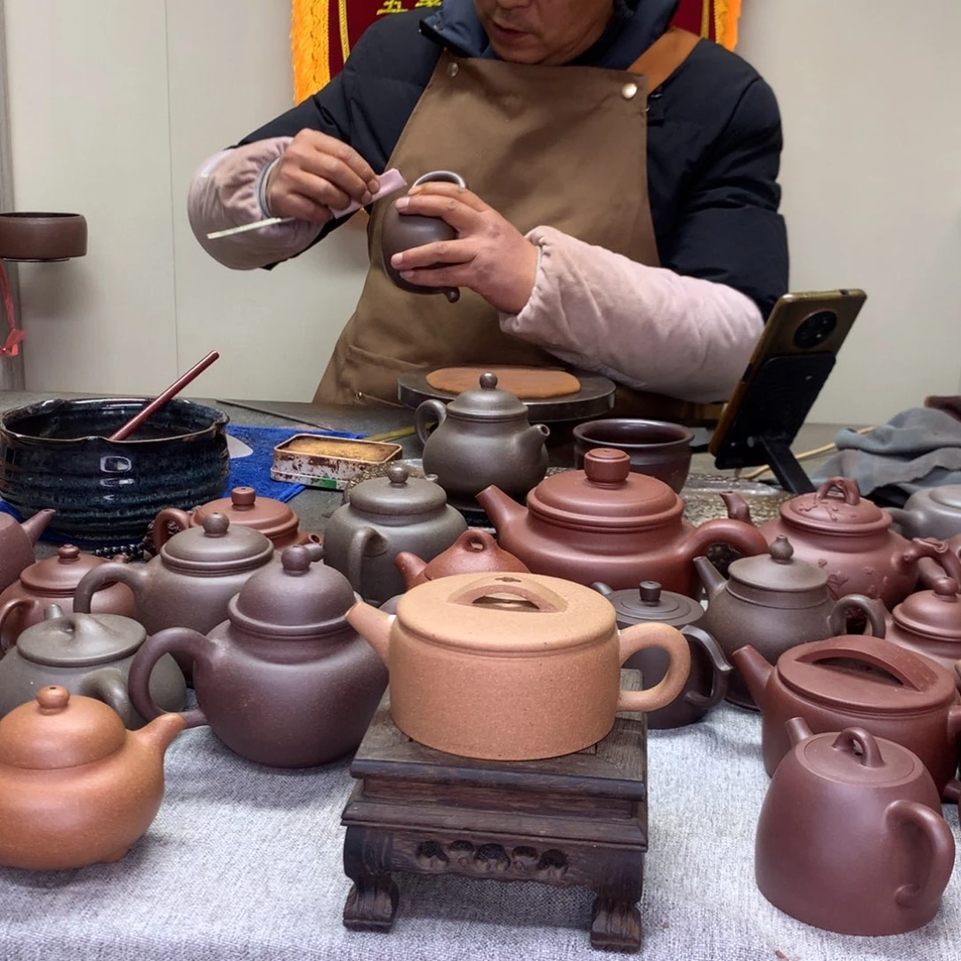 紫泥茶壶青降坡汉瓦180c半手工制作