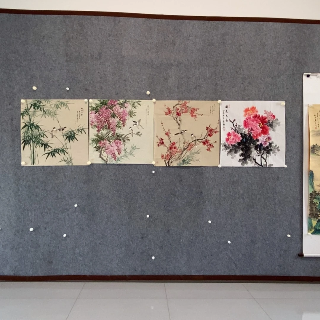 蓝***燕国画斗方作品花鸟画4幅