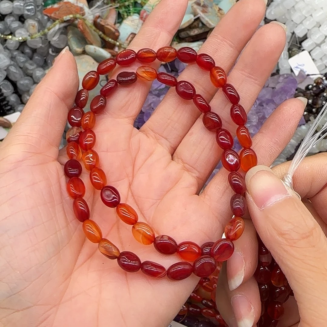 玛瑙/玉髓合金珠宝半成品红玛瑙圆饼6mm一条