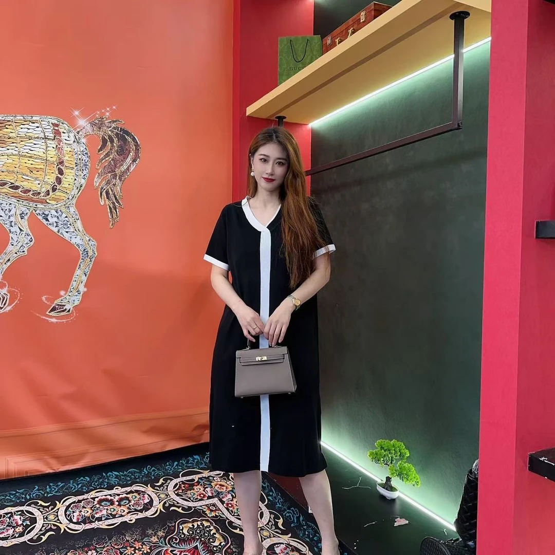 304多金大码气质减龄长款A字裙子春夏季女装设计感连衣裙女