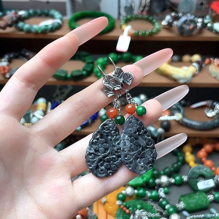 翡翠未镶嵌耳饰饰品