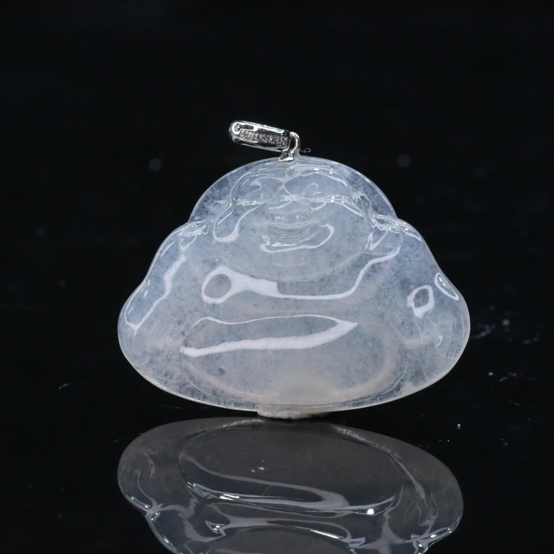 FC54天然缅甸翡翠A货18k冰佛公/100631/保利厦门拍卖