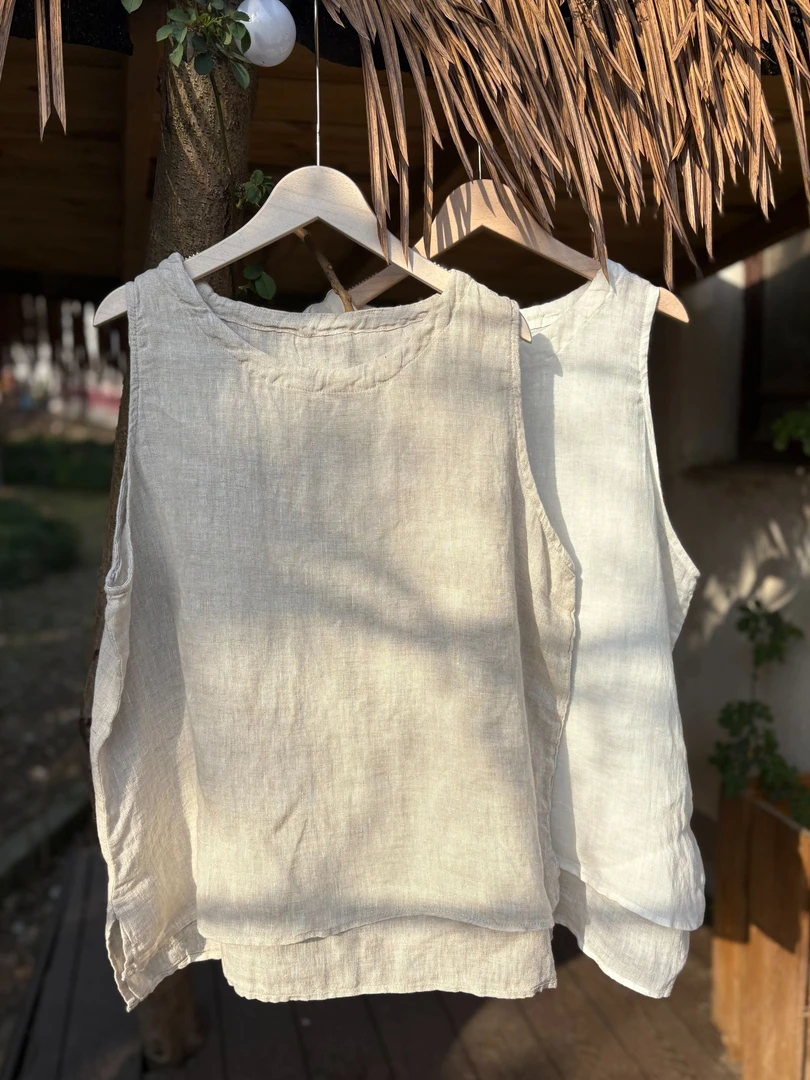 两色稀疏麻马甲百搭单穿肩膀松紧