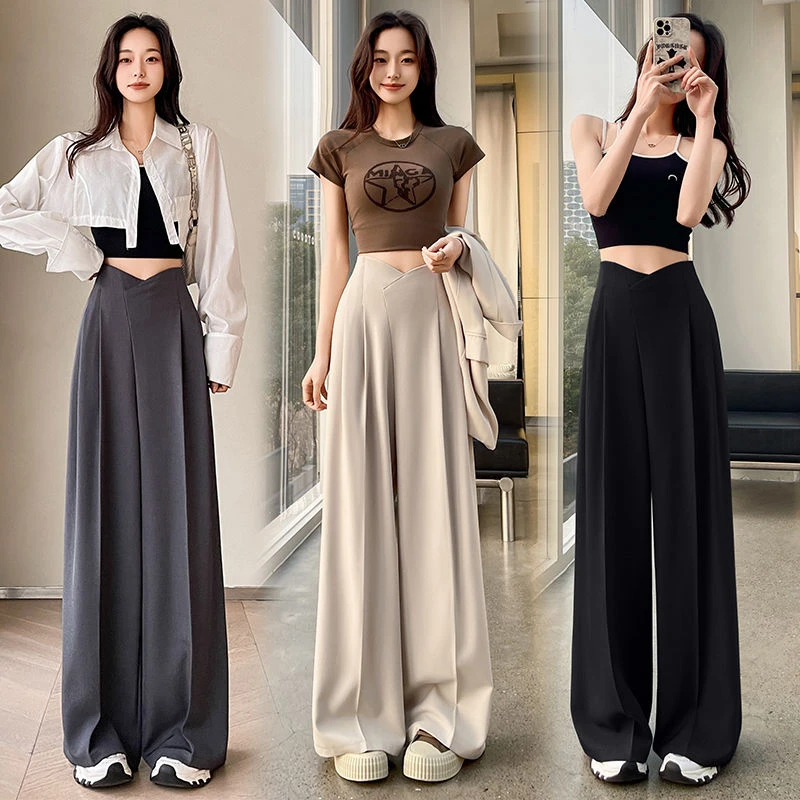 阔腿裤女2025春夏季新款高级感垂感高腰显瘦直筒裤睡衣