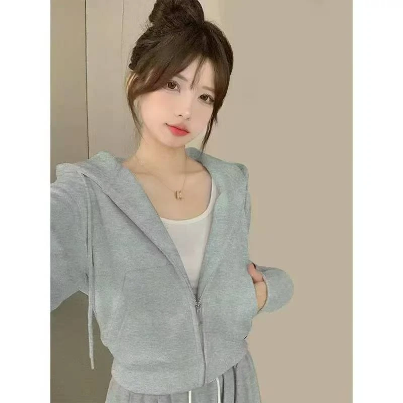 【早拍现飞1】春秋新款卫衣外套女小个子美式休闲百搭开衫薄上衣