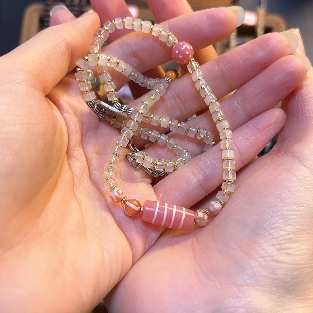 石英石纯铜锁骨链