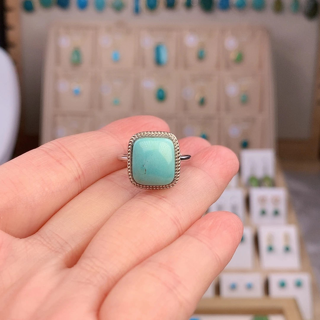 绿松石银S925镶嵌戒指