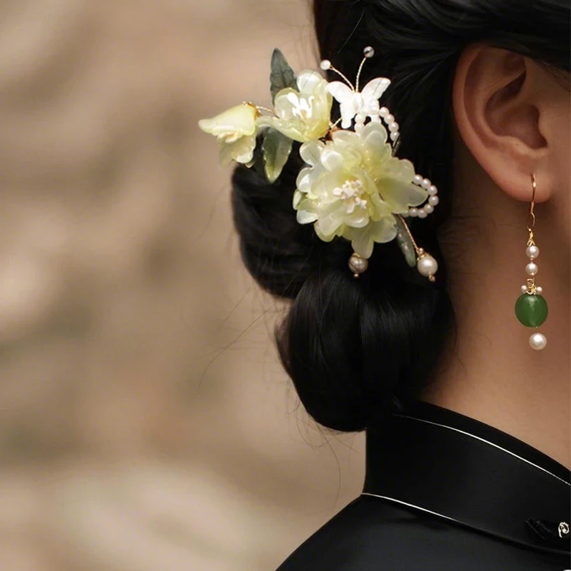 新中式U型插梳发钗头饰古风旗袍发梳发簪子配饰古典国风盘发饰女