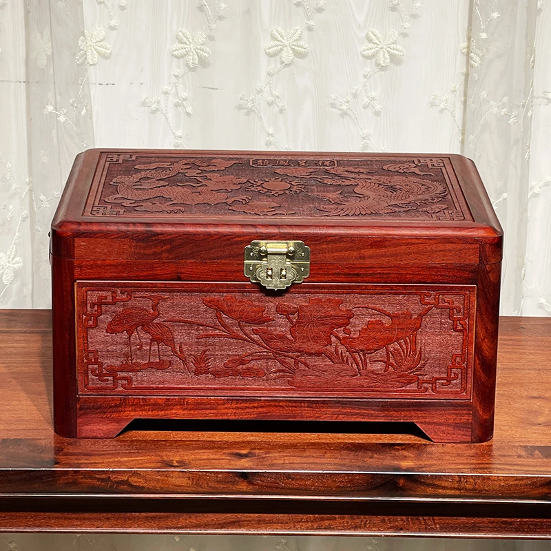 小叶紫檀龙凤呈祥首饰箱赞比亚料