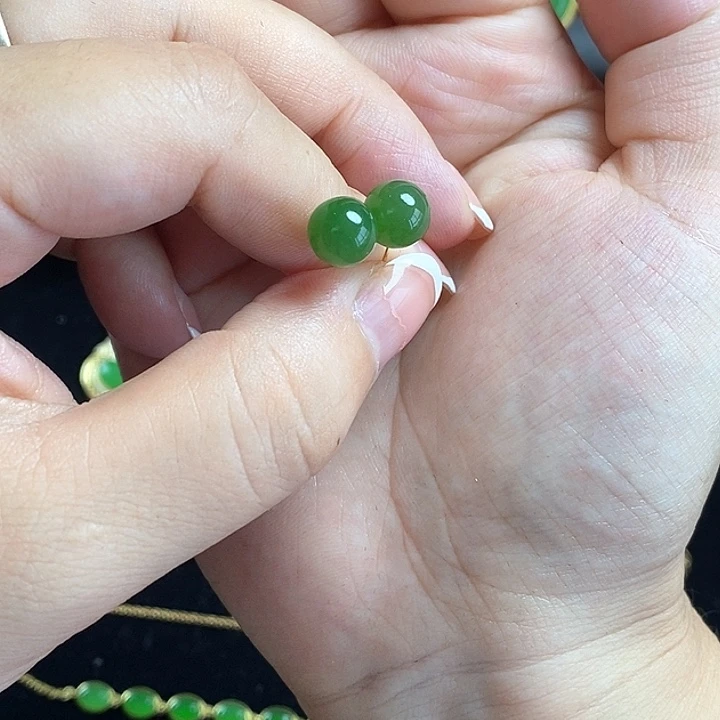 和田玉银S925镶嵌耳饰