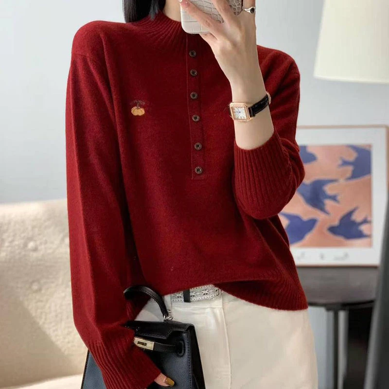 【香嘉怡新品】XJYE3677女士上衣100绵羊毛高领套头秋冬针织衫
