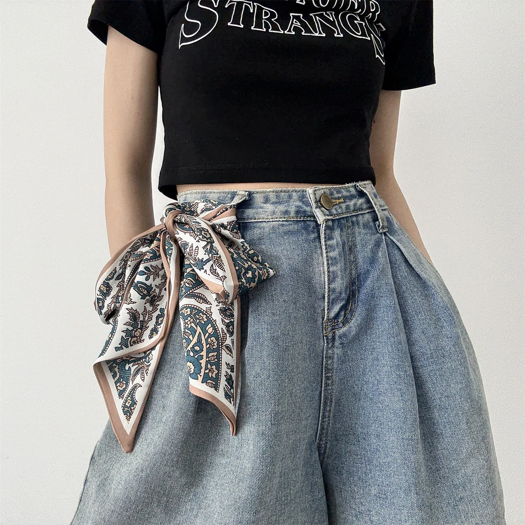 柳吴伟腰果花丝巾腰带女配牛仔裤收腰神器百搭高级感皮带2025新款