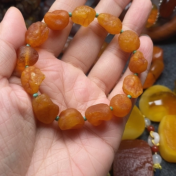 琥珀未镶嵌裸石海漂手串