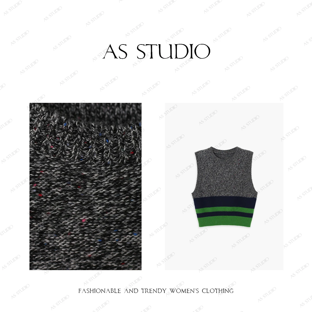 【AS小坎肩】25新学院风芝麻混彩点百搭慵懒毛衫马甲AS25QMJ02791
